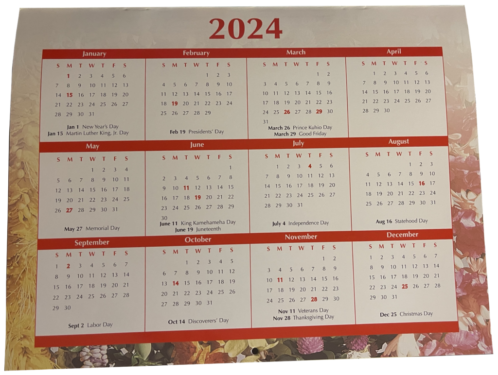 Puppy Dogs Hawaii Calendar 2023